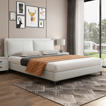 Bed modern minimalist light luxury leather art bed leather master bedroom double bed 1 8 meters 1 5 storage wedding high-end atmosphere