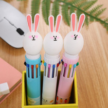 Cute cartoon rabbit shape ten-color ballpoint pen students start school primary and secondary school stationery gifts supermarket hot stationery