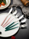 Western dining tableware knife and fork set 304 stainless steel high-end household high-value ins style steak knife and fork spoon three-piece set