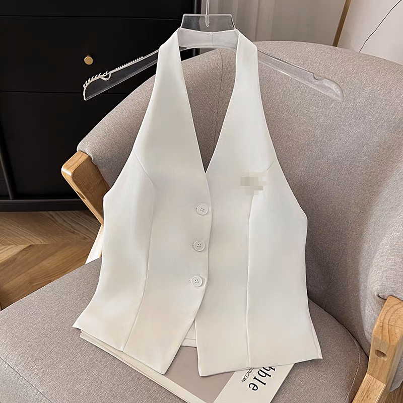 Spicy Girl V-Neck Halter Vest for Women 2025 Spring New Style Commuter Chic Mature Style Fashionable Light Luxury High-End Feel Summer Wear