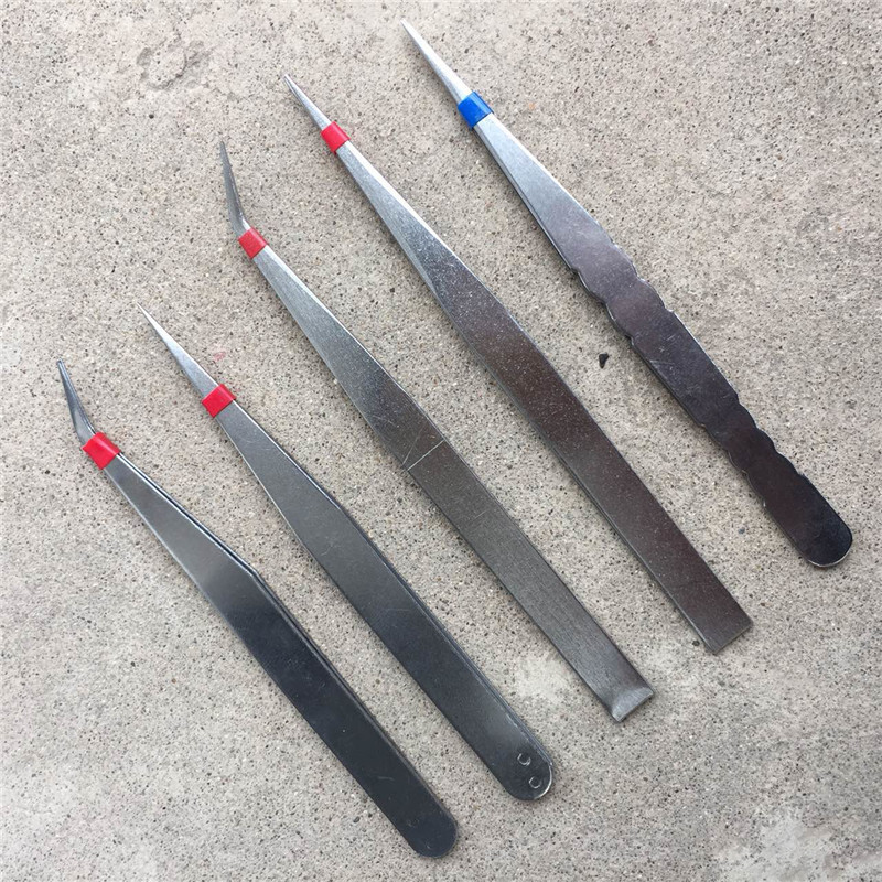 Stainless steel tweezers straight head eyebrow clip elbow pointed head plucking small camera manicure mobile phone motherboard repair fixture