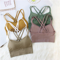 Spring and Autumn Korean version of solid color beauty back chest wrap chest with chest pad sling vest student Joker sports underlay underwear women