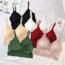 French European and American lace beauty back bra women gather without steel ring big U back sexy mesh transparent womens underwear summer