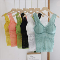 2020 Lace vest bottoming female sexy vneck vest wrap chest chest thin Joker lace sling base shirt