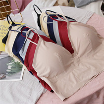 Trabbing beauty back triangle cup red underwear bottoming with chest pad V collar female inner strap small vest bra