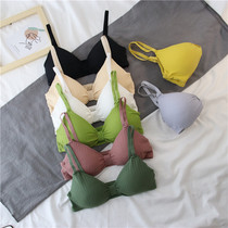 Beauty back underwear women without steel circle pen bra students high school girls gather chest wrap chest sling vest thin summer