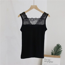 Haila small single product ~ soft adhesive lace lace V collar inside base shirt sleeveless solid color vest women J1