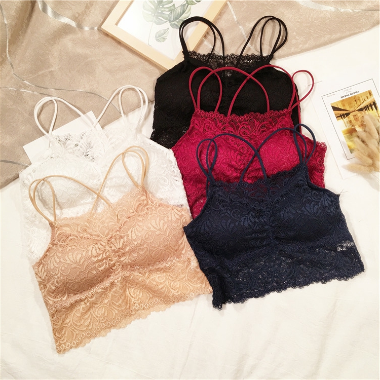 2018 Han Edition Sexy Lace Beauty Back Harness Wrap Breast bra Underwear bra Underwear Girl Short Vest Lady Tide