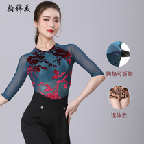 Latin dance tops for women new fashionable jumpsuits mid-sleeves modern dance practice clothes ballroom dance performance clothes for adults