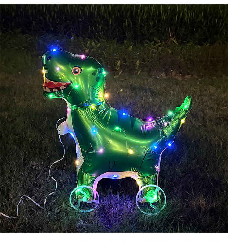 发光走路Q版带轮小号动物立体站立气球儿童生日装饰派对场景布置详情16