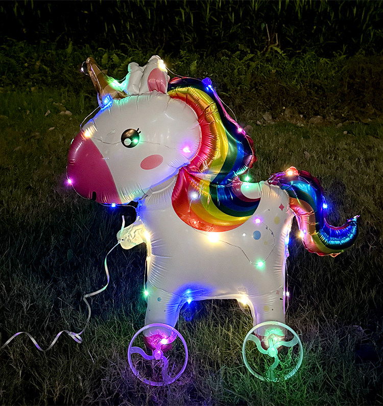 发光走路Q版带轮小号动物立体站立气球儿童生日装饰派对场景布置详情17