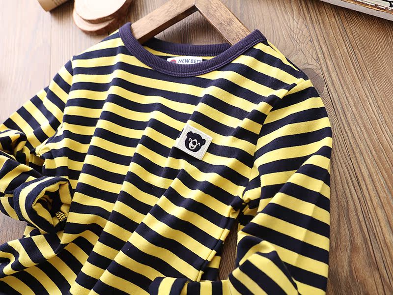 Áo thun cotton trẻ em đa năng tròn cổ bé trai sọc dài tay 2018 Đầm dự tiệc cho bé sơ mi lớn shop quần áo trẻ em đẹp