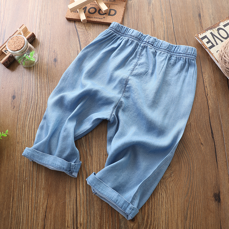 Virby gấu 2018 mùa hè trai cắt quần trẻ em ngày lụa bông denim quần short cậu bé lớn lỏng quần mỏng