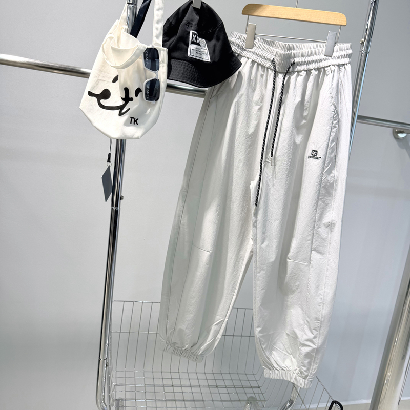 Korean Style Spring and Summer Boys' Trendy Wide-Leg Pants with Elastic Waist and Drawstring, Loose Casual Straight-Leg Long Pants 28332