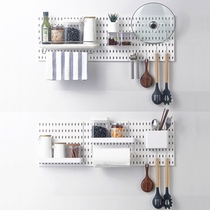 Punch-free kitchenware hanger seasoning wall storage frame hole board storage rack dormitory desktop storage artifact