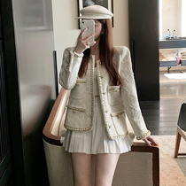 Sandro mike small fragrant wind coarse flower coat female light cooked and reduced age foreign air French style autumn little subblouse