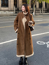 sandro mike lamb sweater sweatshirt woman winter new thickened Korean version closedown with a knee plus suede jacket