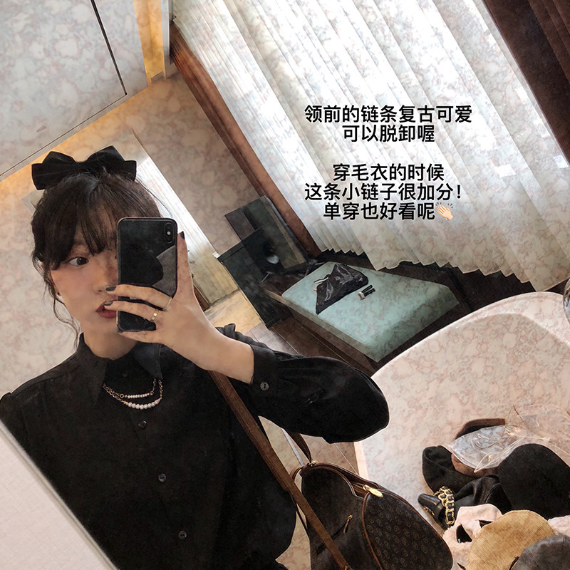 Sold out of collection plus purchase, etc. running single details small gaggi double double pearl necklace design vintage retro shirt
