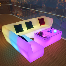 Outdoor glowing corner sofa tea combined outdoor waterproof courtyard open terrace network red bar sofa