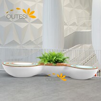 FRP leisure chair shopping mall creative water corrugated flower pot seat commercial street art bench Park rest chair