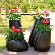 Outdoor FRP flowerpot floor flower combination shopping mall beautiful Chen decoration model room villa hotel vase customization
