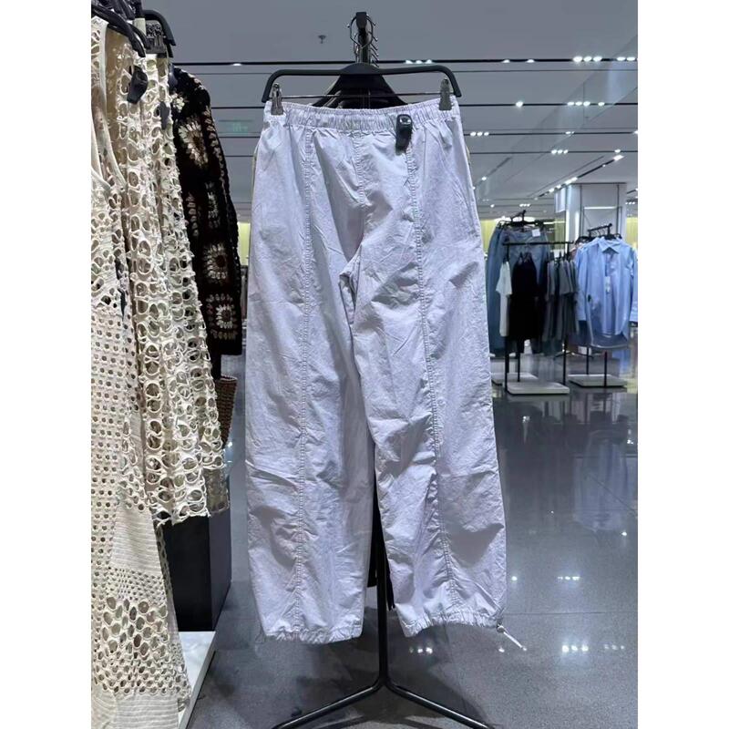 Za Foreign Trade Export New Style Lace-Up White Cargo Pants Jogger Parachute Pants Casual Jogging Pants for Women 5520007