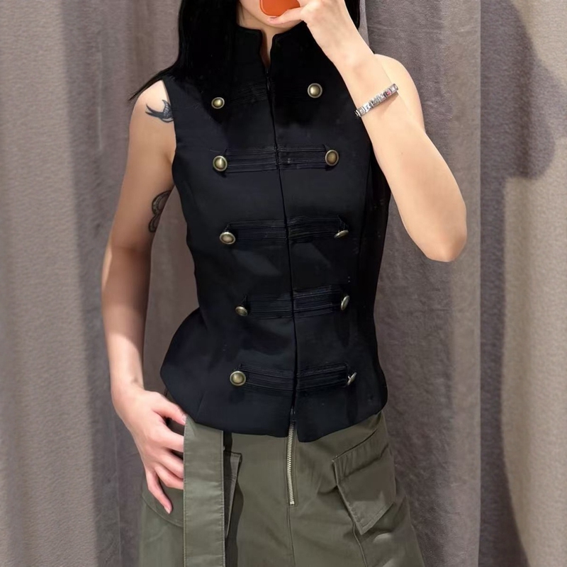 Za Foreign Trade Export Women's Clothing New High-Neck Sleeveless Double-Breasted Decorative Knot Buckle Slim-Fit Vest 2470631 Za Foreign Trade Export Women's Clothing New High-Neck Sleeveless Double-Breasted Decorative Knot Buckle Slim-Fit Vest 2470631