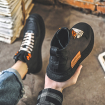 Martin boots mens overfitting boots new autumn and winter high British wind trend Joker locomotive boots boys plus velvet cotton shoes