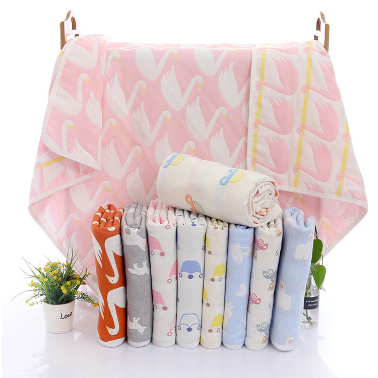 Pure cotton 6 - floor yarn baby towel with thick cover of ultra - soft water absorption newborn large towel for kindergarten towel
