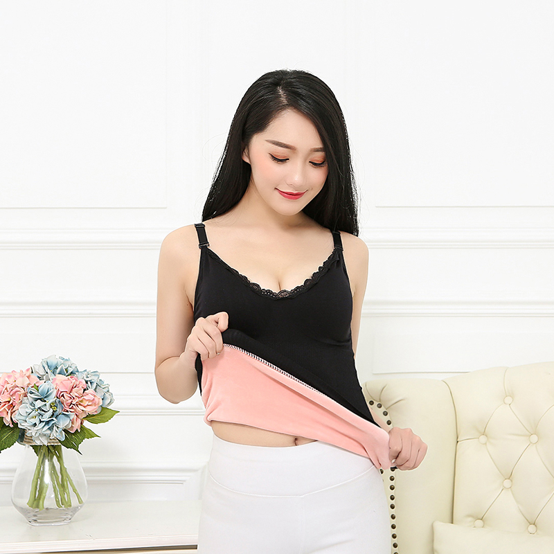 Hàn Quốc phiên bản của trăm cộng với dày nhung sexy V-cổ sling ấm vest phụ nữ rơi xuống đáy vào mùa thu áo khoác đồ lót lạnh và mùa đông.