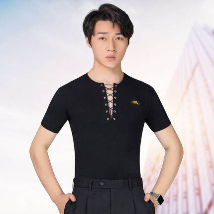 New Dambo Roo Summer Men's Short Sleeves Latin Dance Blouses Square Dance Wear Morden Dance Dancer Dress Rehearse