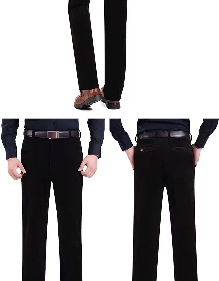 Mùa thu và mùa đông cộng với nhung dày trung niên nam vải nhung kẻ sọc quần nam trung niên giản dị quần lỏng quần cha quần nam đẹp
