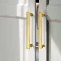 Light luxury gold cabinet door handle modern simple brushed wardrobe cabinet drawer handle Nordic single hole cabinet handle