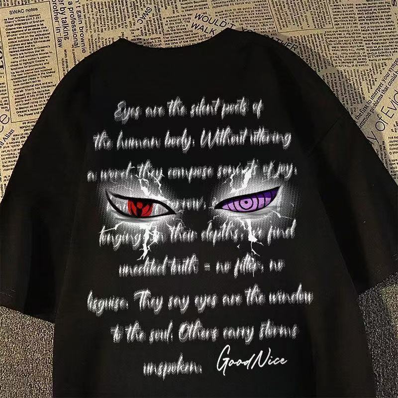 Children's Pure Cotton American High Street Oversize Short-Sleeved T-Shirt for Boys and Girls with Devil's Eye Print Loose Top Children's Pure Cotton American High Street Oversize Short-Sleeved T-Shirt for Boys and Girls with Devil's Eye Print Loose Top