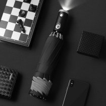 Creative Flashlight Fold Fully Automatic Car Reverse Umbrella Men Business Umbrellas Custom Logo Gift Advertising Umbrella