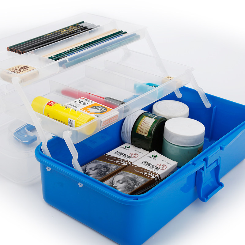 German Import Transparency Toolbox Children's painting box Painting transparent plastic Small large number of home containing box