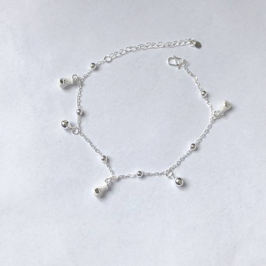 S9999 silver four-leaf clover anklet popular broken silver anklet simple niche high-end gift to best friend and girlfriend