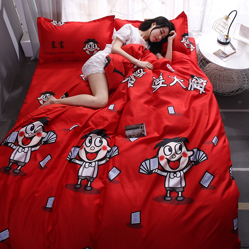 Xu hướng trái tim cô gái Wang Zi bộ đồ giường bốn mảnh 1.8 bộ phim hoạt hình chăn đơn bao gồm ký túc xá sinh viên 1,2m bộ ba mảnh - Bộ đồ giường bốn mảnh