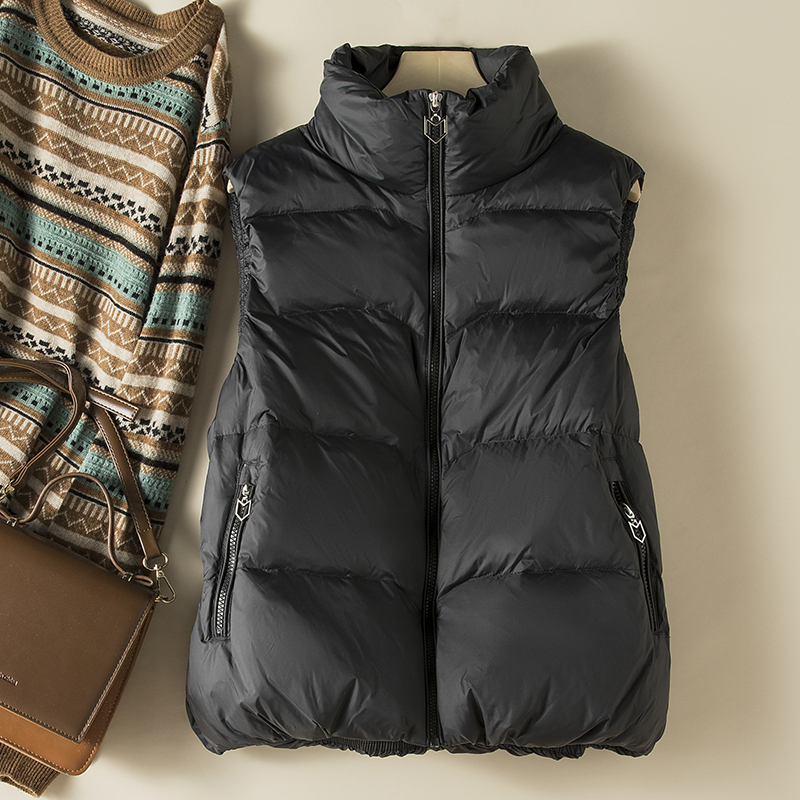 Black down Cotton Vest for Women, Short Style, 2025 Autumn and Winter New Korean Version, Outerwear Vest, Waistcoat, Trendy Jacket