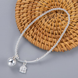 ບານໃຫຍ່ໃຫ້ພອນຄໍາ 925 sterling ເງິນ sterling anklet ຮອບ bead anklet versatile 2023 Chinese Valentine's Day ຂອງຂວັນສໍາລັບແມ່ຍິງ ins