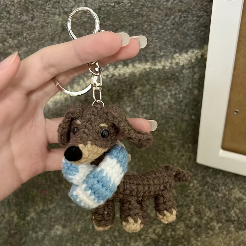 New Handmade Knitted Scarf, Dachshund Dog Bag Pendant, Gift for Best Friend, Keychain, Gift for Dog Lovers