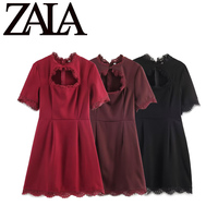 ZA new women's clothing LA fashion European and American style foreign trade cross-border temperament slim lace stitching sexy hip skirt