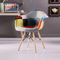 Nordic solid wood fabric dining chair armchair backrest stool ins creative desk bedroom girl net red makeup chair