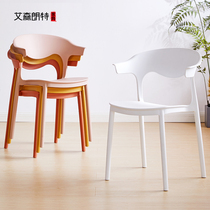 Nordic Plastic Chairs Home Dining Chairs Restaurant Creative Horn Chairs Stackable Modern Minima Outdoor Stool Backrest