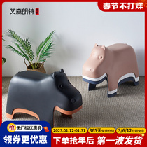 Nordic hippopotamus small stool home plastic cartoon animal low stool children cute kindergarten creative stacking bench