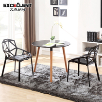 Nordic solid wood dining table and chair combination dining table household small apartment dining table round table modern minimalist negotiation table and chairs