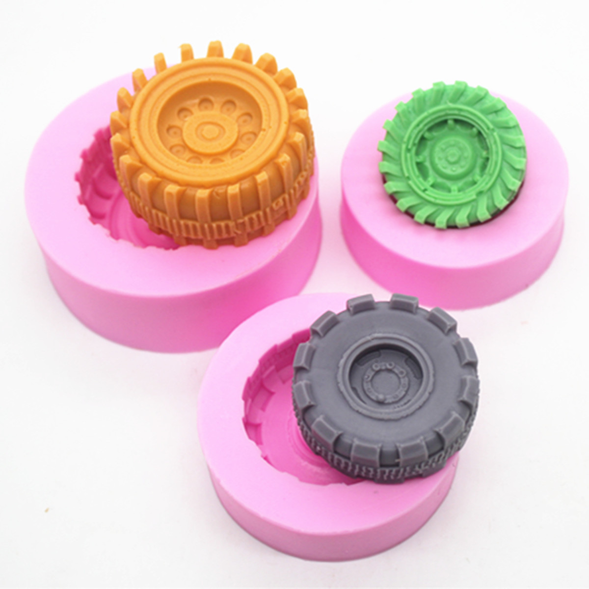 Lốp xe bánh xe khuôn fondant DIY làm bằng tay sô cô la khuôn bánh nướng khuôn bánh trung thu 50g