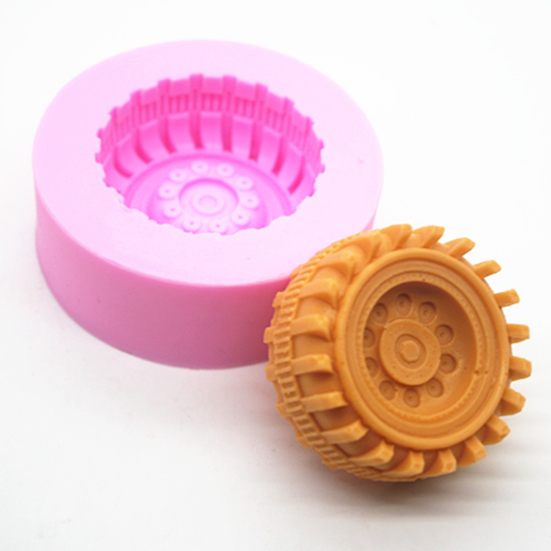 Lốp xe bánh xe khuôn fondant DIY làm bằng tay sô cô la khuôn bánh nướng khuôn bánh trung thu 50g