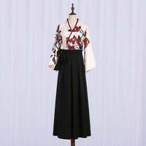 Hanfu autumn and winter female improved student Han element skirt antique daily Chinese style costume poppy beauty