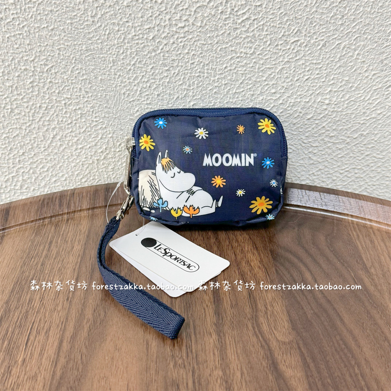 Japanese-Style Cute Moomin Daisy Print Coin Purse Storage Bag Clutch Portable Wrist Bag